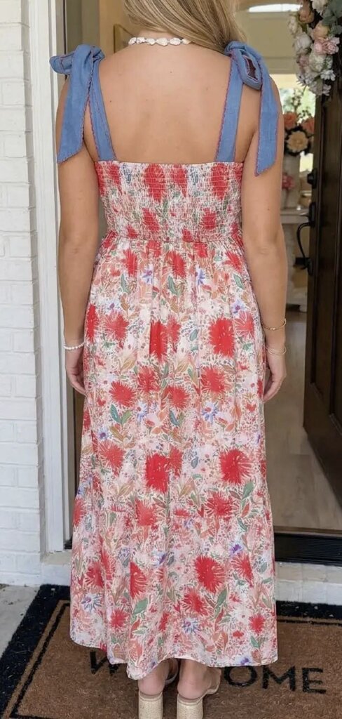 Tie Strap Floral Maxi Dress