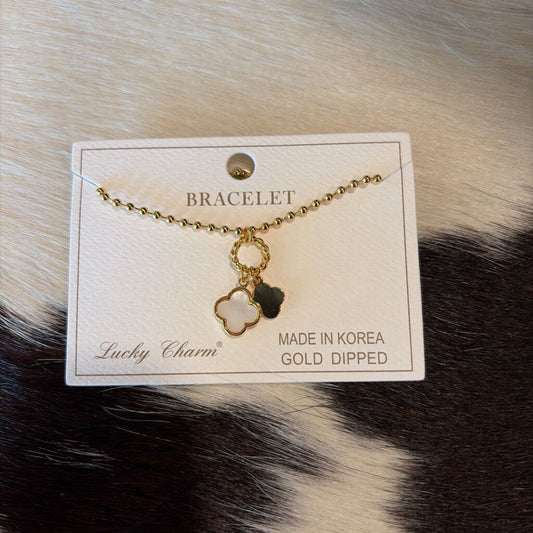 Clover Pearl Charm Bracelet