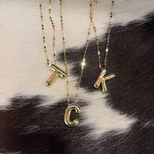 Dipped Bubble Initial Necklaces
