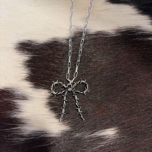 Barbed Wire Bow Necklace