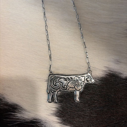 Engraved Cow Neecklace