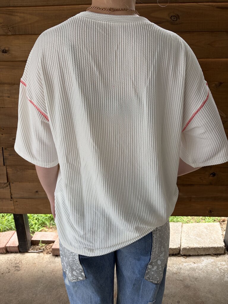 USA Red Stitch Over Sized T -Shirt