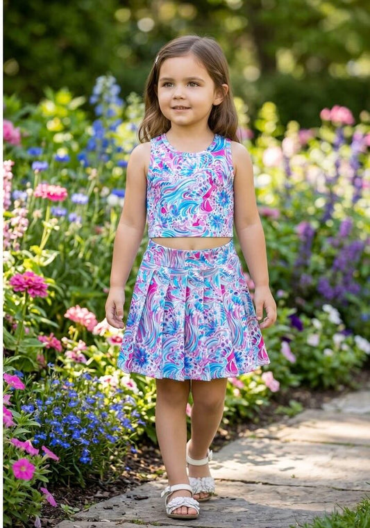 BLUE/FUCHSIA TOP/SKORT-6/7