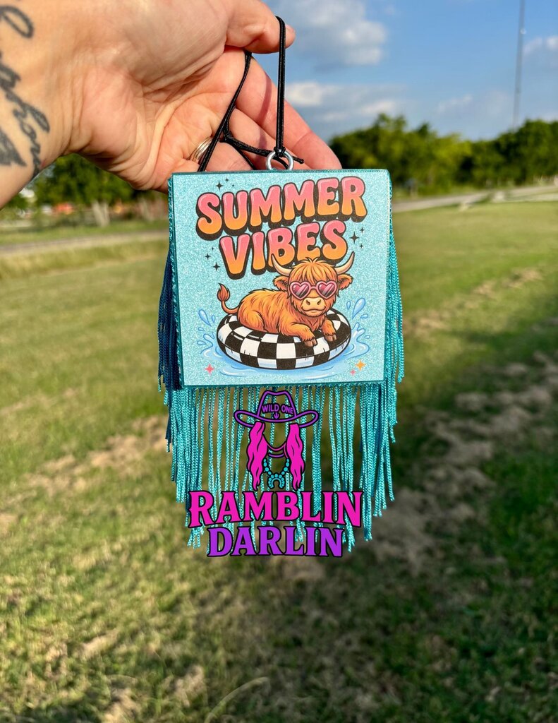 Summer Vibes Square Freshie with Fringe in Coconut Cocktails Scent