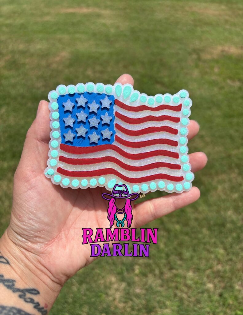 American Flag Jewelry Freshie in Leather Scent