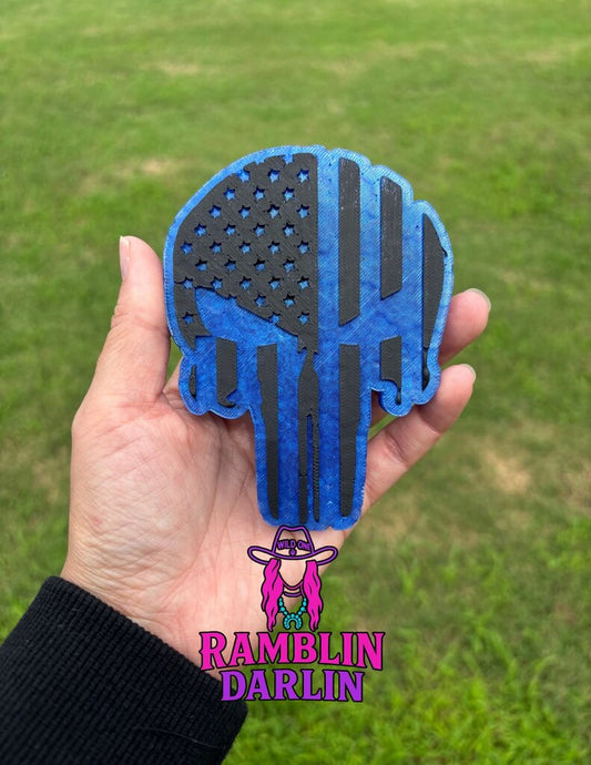 Flag Skull Freshie in Leather Scent
