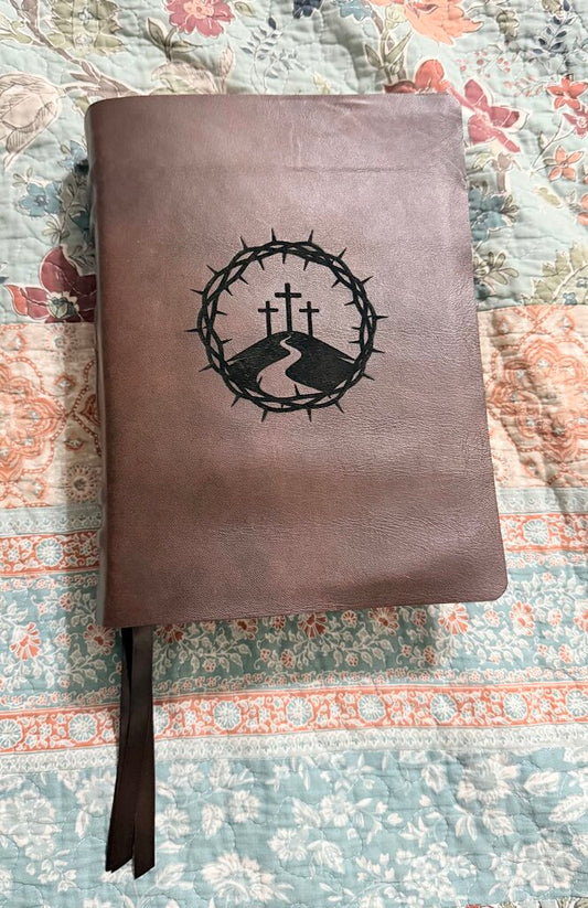Goatskin bible rebind of Tindale Life Application Study Bible KJV