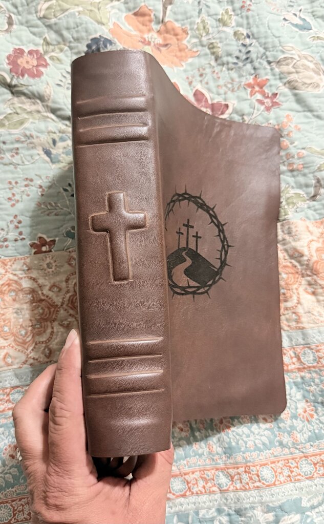Goatskin bible rebind of Tindale Life Application Study Bible KJV