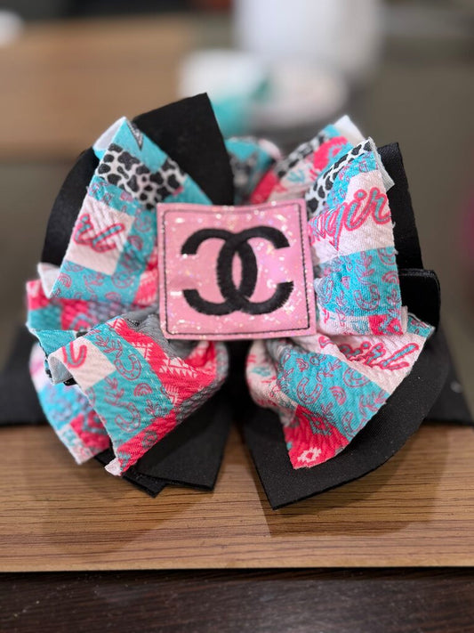 cc pink patch scuba pink tuq cowgirl print headwrap nb