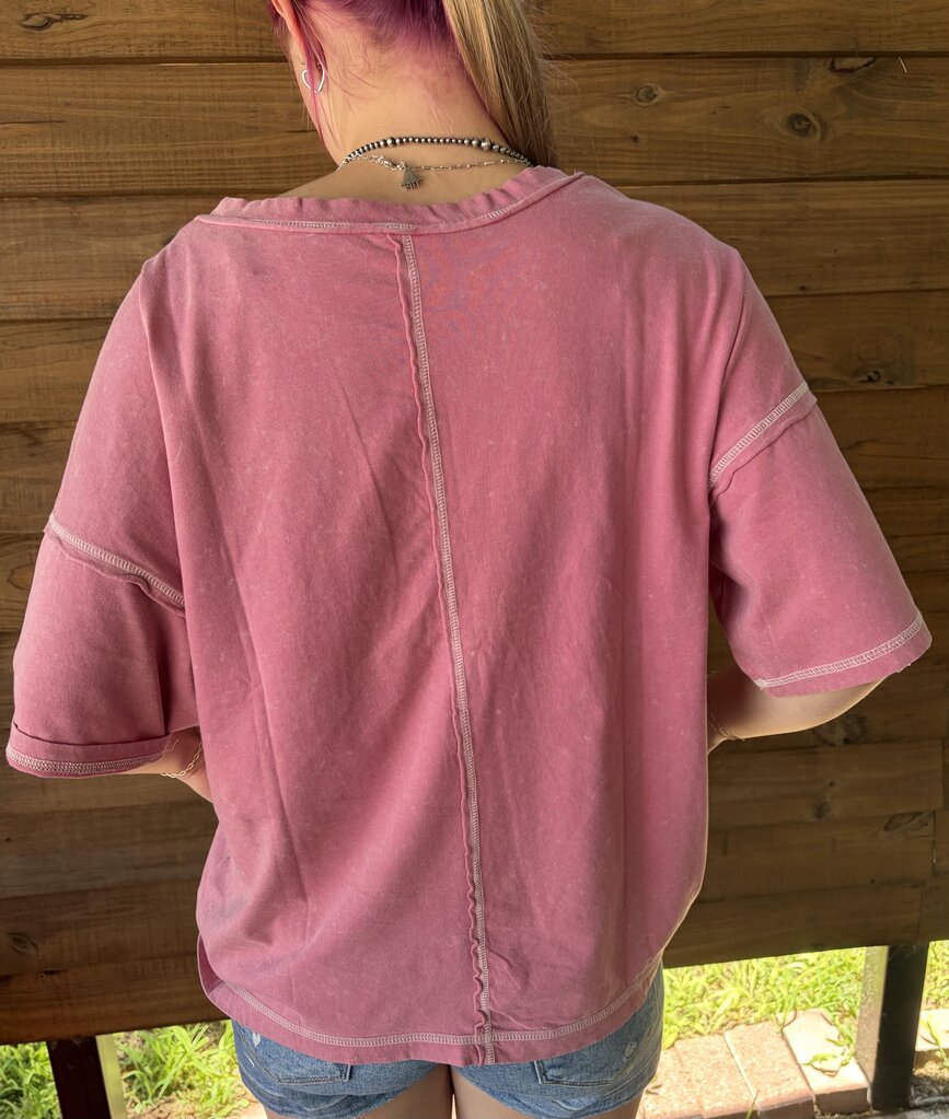 Distressed White Trim Button Shirt