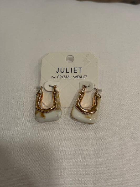 Marble Rectangle Hoop Earrings