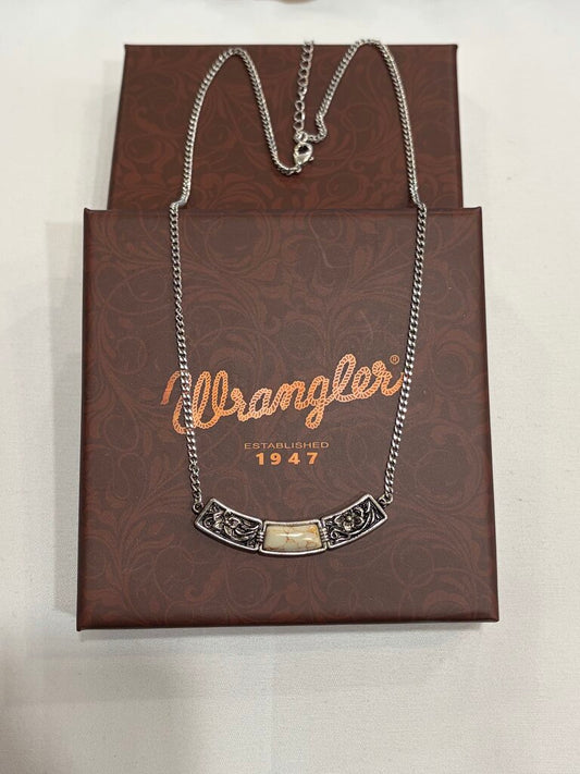 WRANGLER Stone Bowed Engraved Necklace
