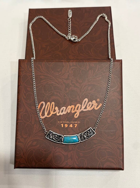 WRANGLER Stone Bowed Engraved Necklace