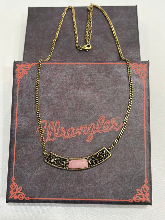 WRANGLER Stone Bowed Engraved Necklace