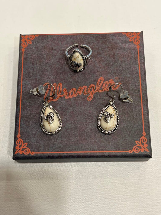 WRANGLER Stone Cactus Earrings/Ring Set