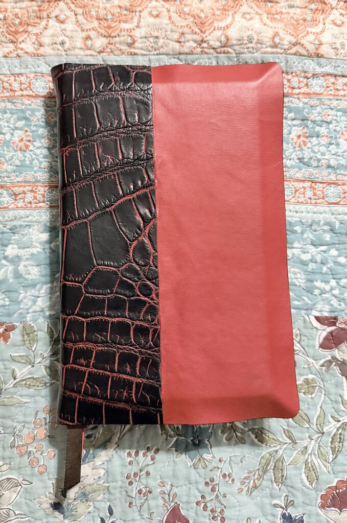 Crocodile/Lambskin leather Bible rebind Thomas Nelson Single Column KJV
