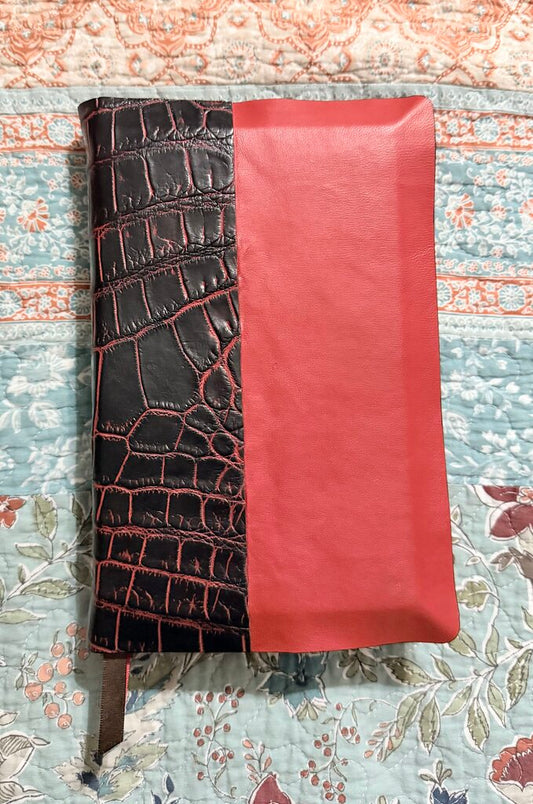 Crocodile/Lambskin leather Bible rebind Thomas Nelson Single Column KJV
