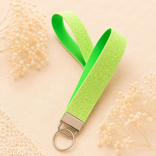 Keychain Fob- Neon Green Glitter