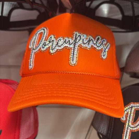 Orange porcupine rhinestone OTTO trucker