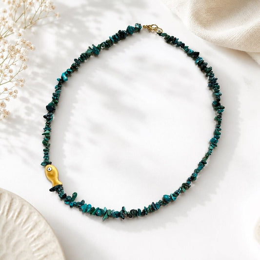 Necklace- Genuine turquoise with fish