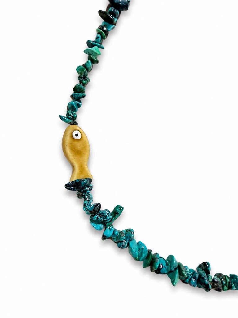 Necklace- Genuine turquoise with fish