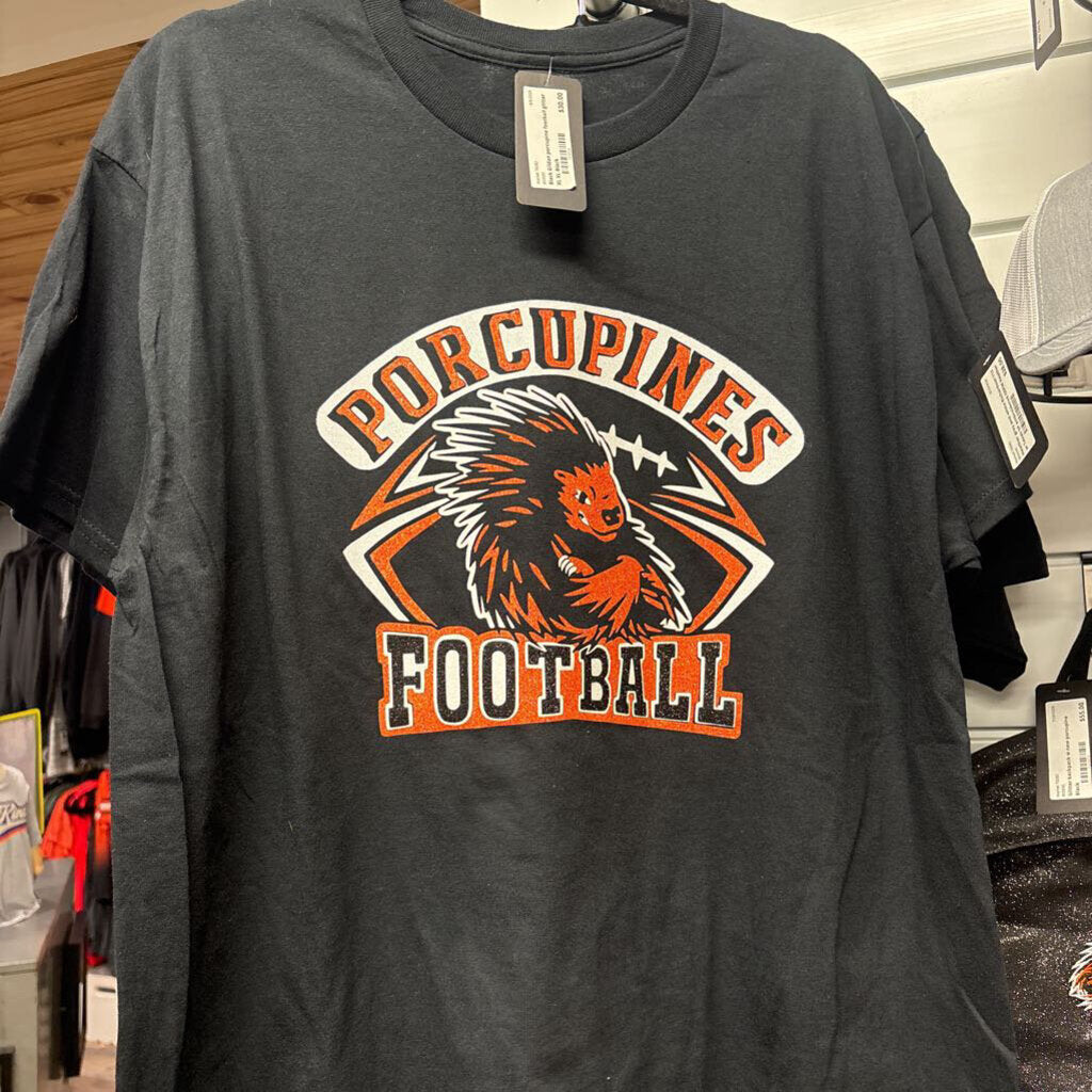Black Gildan porcupine football glitter small