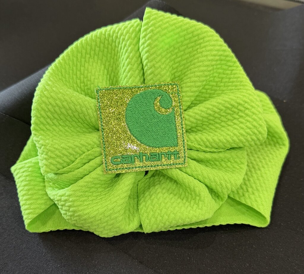 Lime green Carhartt green patch tx messy headwrap