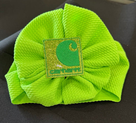 Lime green Carhartt green patch tx messy headwrap
