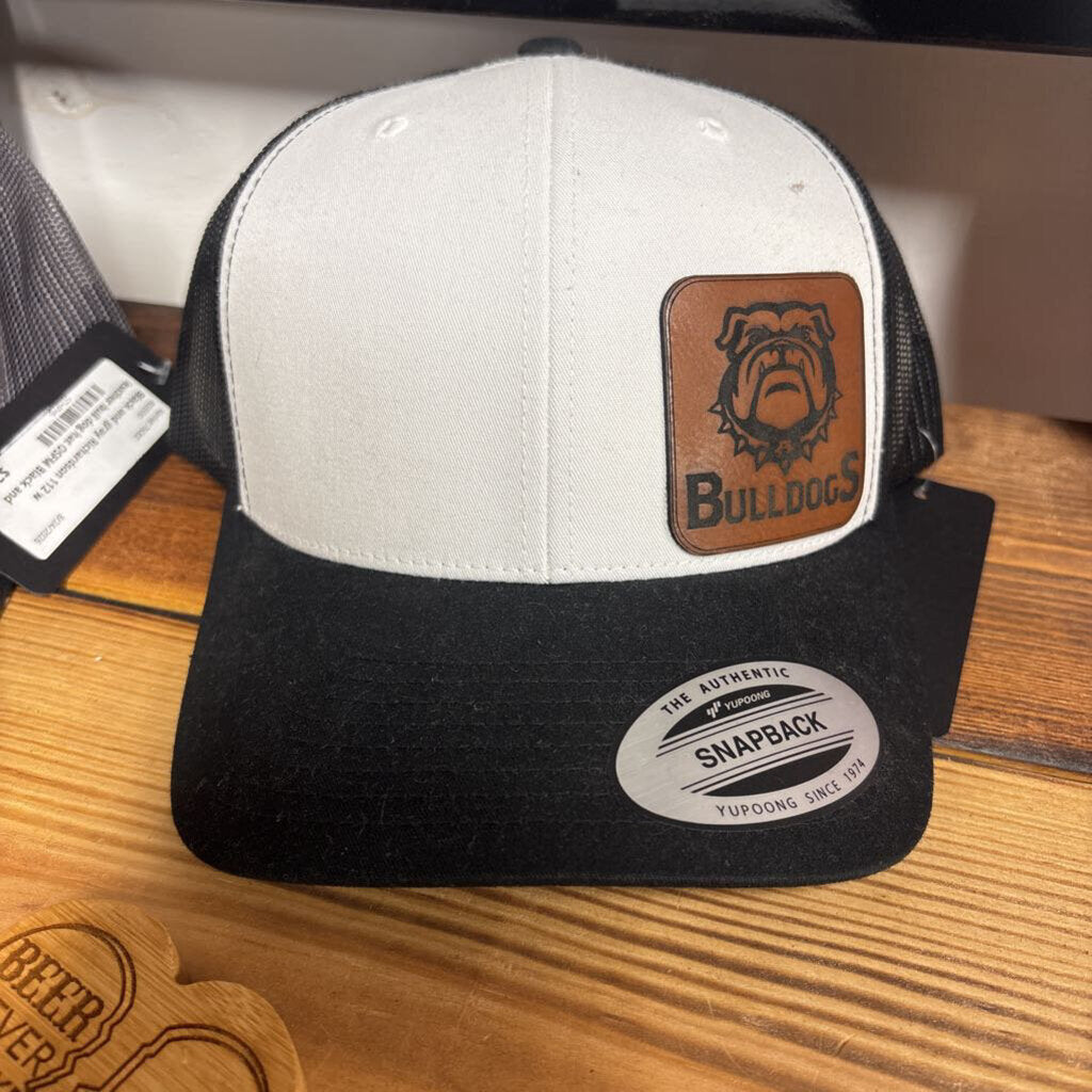 Black and white Yupoong w leather bull dogs patch