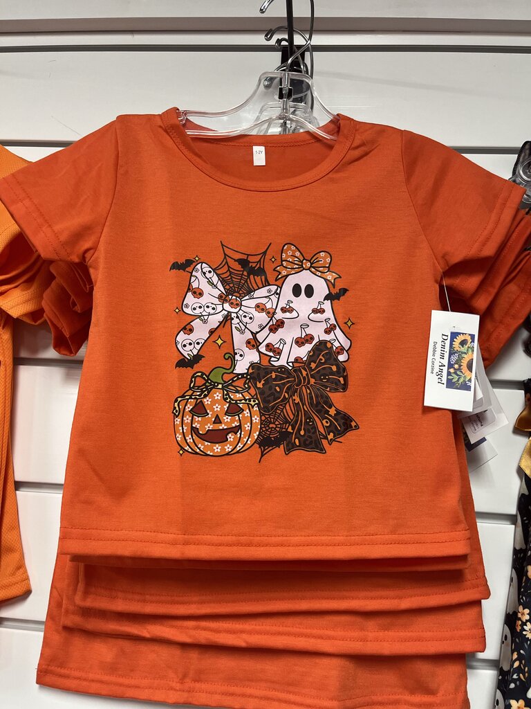 Pumpkin Ghost Bow Tee