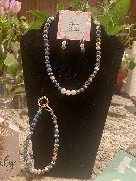 LB-400 Multi-color Bead w/ FW Pearl Anklet