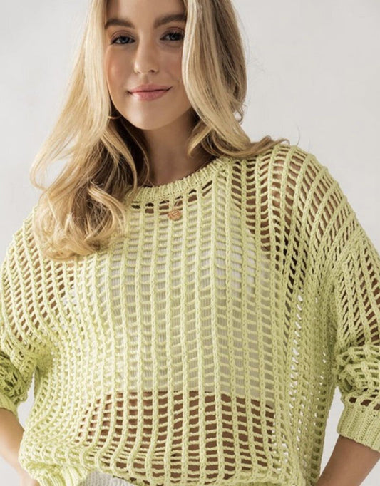 Crochet Knit sweater (Lime)