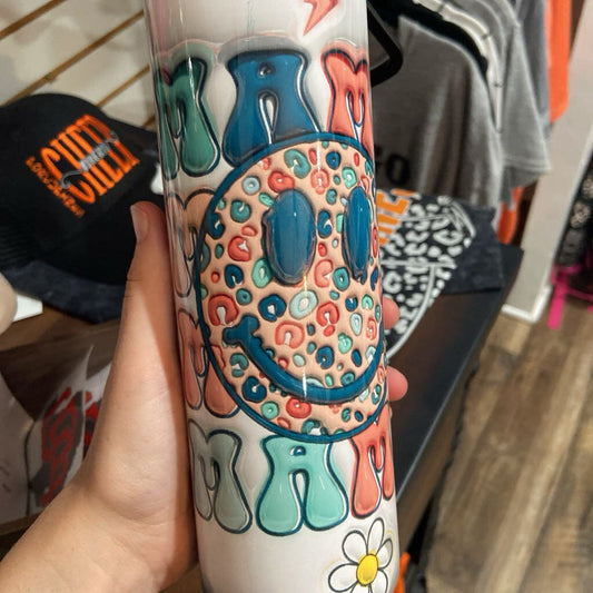 20 oz Tumbler - "MAMA / MAMA/ MAMA " Smiley Face